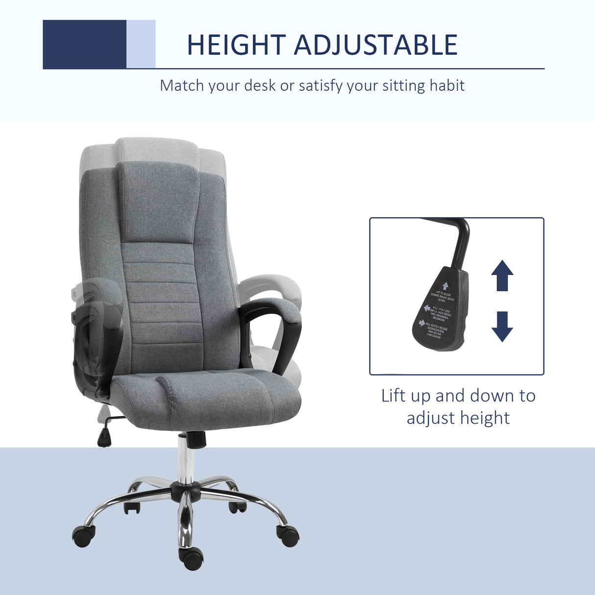 Linen Fabric Home And Office Chair 62cm Wide - Velmora
