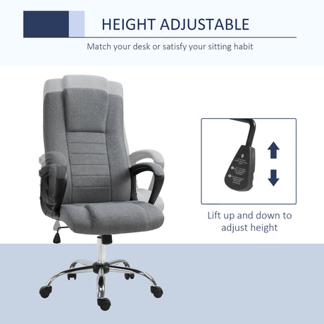 Linen Fabric Home And Office Chair 62cm Wide - Velmora