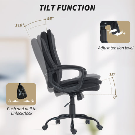 Linen Fabric Home And Office Chair 63cm Wide Double Padded - Velmora