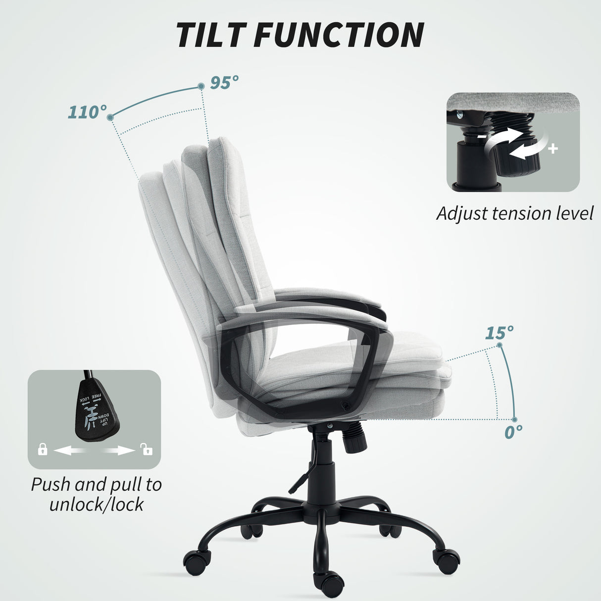 Linen Fabric Home And Office Chair 63cm Wide Double Padded - Velmora