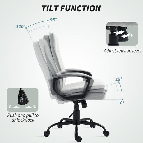 Linen Fabric Home And Office Chair 63cm Wide Double Padded - Velmora