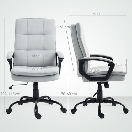 Linen Fabric Home And Office Chair 63cm Wide Double Padded - Velmora