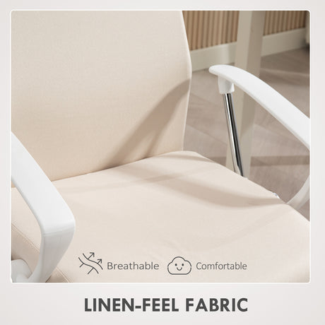 Linen Fabric Home And Office Chair 63cm Wide High Back - Velmora