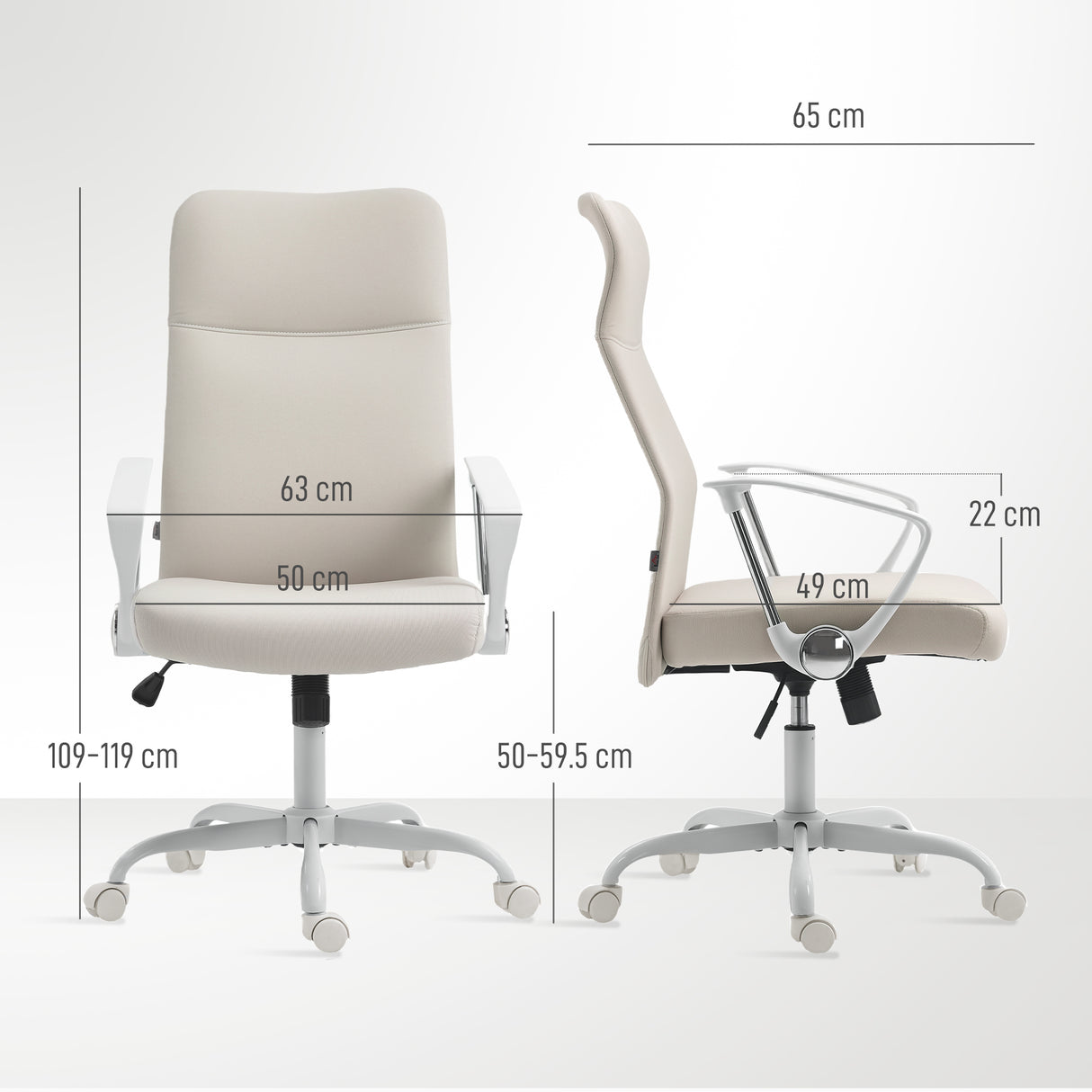 Linen Fabric Home And Office Chair 63cm Wide High Back - Velmora