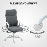 Linen Fabric Home And Office Chair 63cm Wide High Back - Velmora