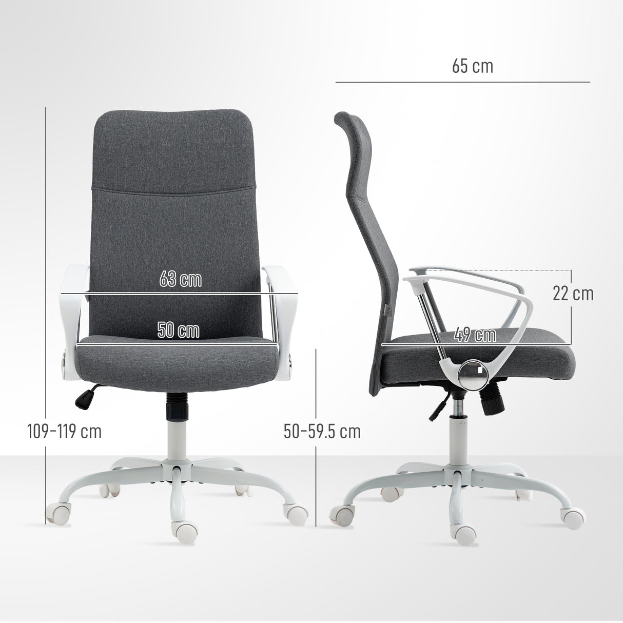Linen Fabric Home And Office Chair 63cm Wide High Back - Velmora