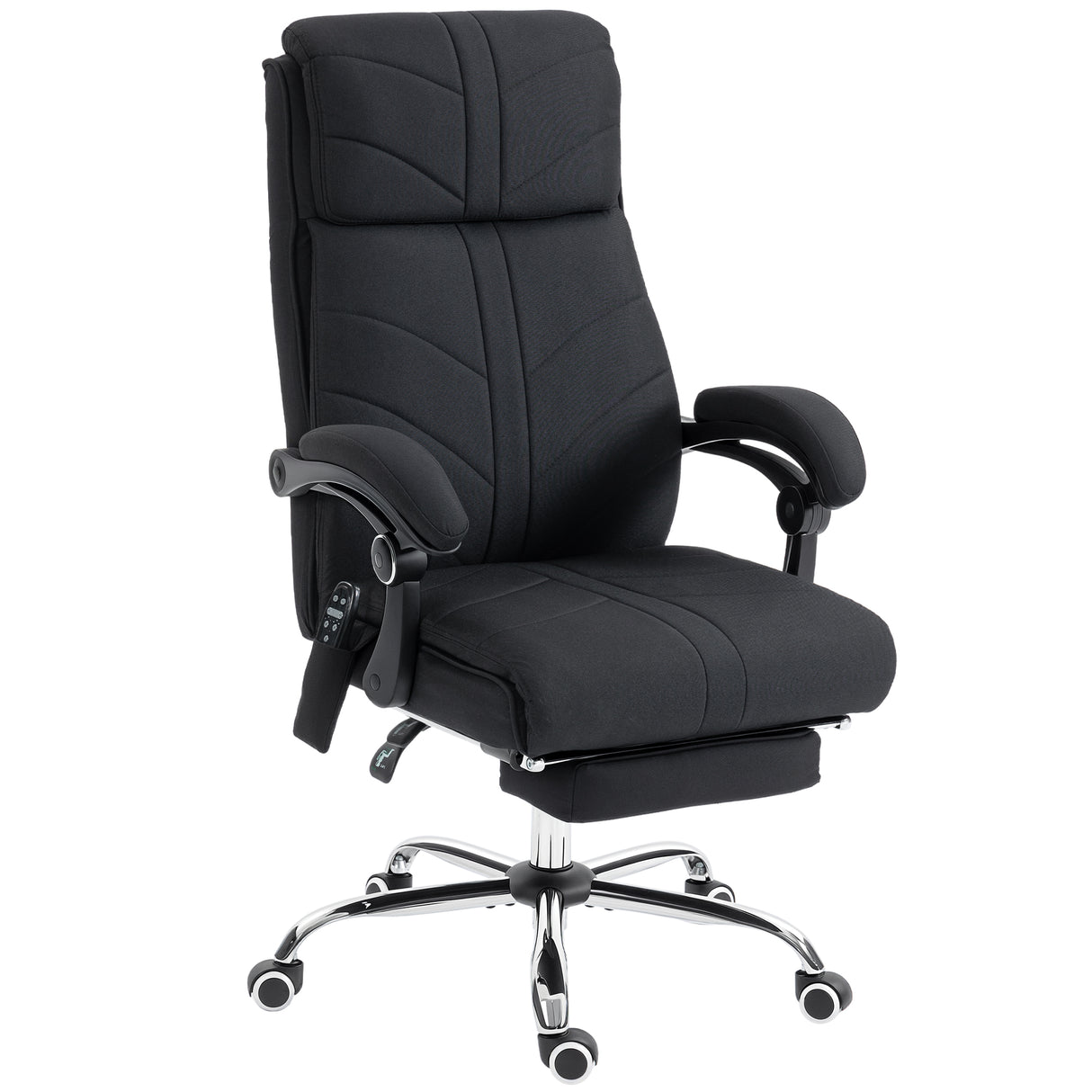 Linen Fabric Home And Office Chair 64cm Wide With Footrest - Velmora