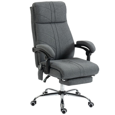 Linen Fabric Home And Office Chair 64cm Wide With Footrest - Velmora