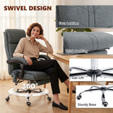 Linen Fabric Home And Office Chair 64cm Wide With Footrest - Velmora