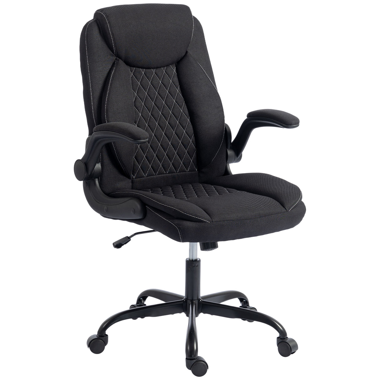 Linen Fabric Home And Office Chair 65cm Wide With Flip Up Armrest - Velmora
