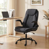 Linen Fabric Home And Office Chair 65cm Wide With Flip Up Armrest - Velmora