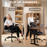 Linen Fabric Home And Office Chair 65cm Wide With Flip Up Armrest - Velmora