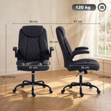 Linen Fabric Home And Office Chair 65cm Wide With Flip Up Armrest - Velmora