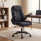 Linen Fabric Home And Office Chair 65cm Wide With Flip Up Armrest - Velmora