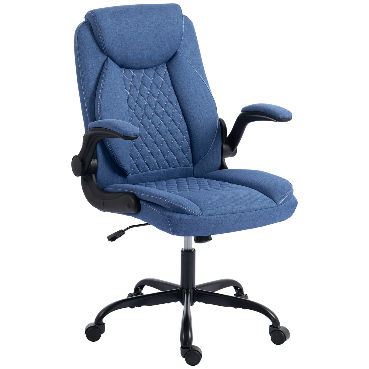 Linen Fabric Home And Office Chair 65cm Wide With Flip Up Armrest - Velmora