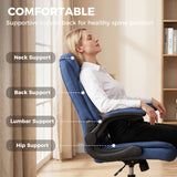 Linen Fabric Home And Office Chair 65cm Wide With Flip Up Armrest - Velmora
