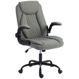 Linen Fabric Home And Office Chair 65cm Wide With Flip Up Armrest - Velmora