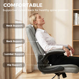 Linen Fabric Home And Office Chair 65cm Wide With Flip Up Armrest - Velmora