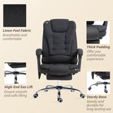Linen Fabric Home And Office Chair 65cm Wide With Footrest - Velmora