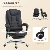 Linen Fabric Home And Office Chair 65cm Wide With Footrest - Velmora