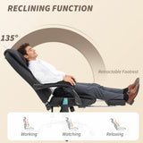 Linen Fabric Home And Office Chair 65cm Wide With Footrest - Velmora