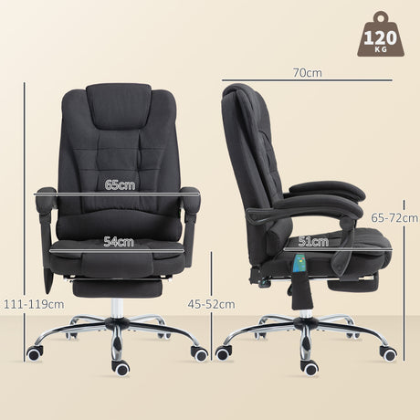 Linen Fabric Home And Office Chair 65cm Wide With Footrest - Velmora