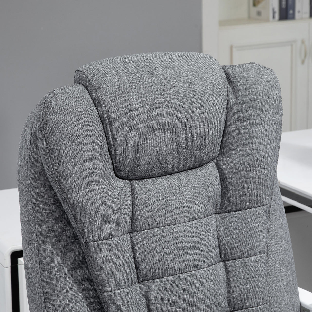 Linen Fabric Home And Office Chair 65cm Wide With Footrest - Velmora