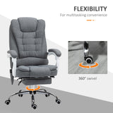 Linen Fabric Home And Office Chair 65cm Wide With Footrest - Velmora