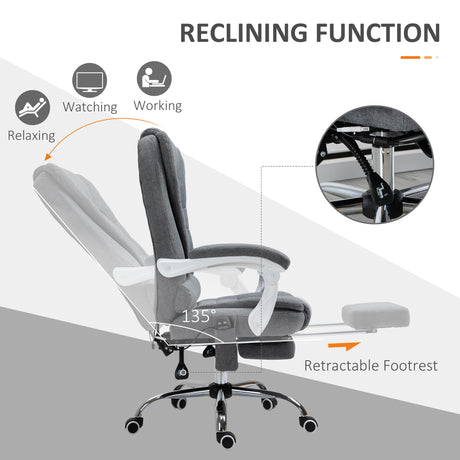 Linen Fabric Home And Office Chair 65cm Wide With Footrest - Velmora