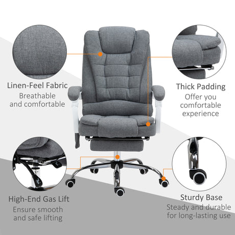 Linen Fabric Home And Office Chair 65cm Wide With Footrest - Velmora