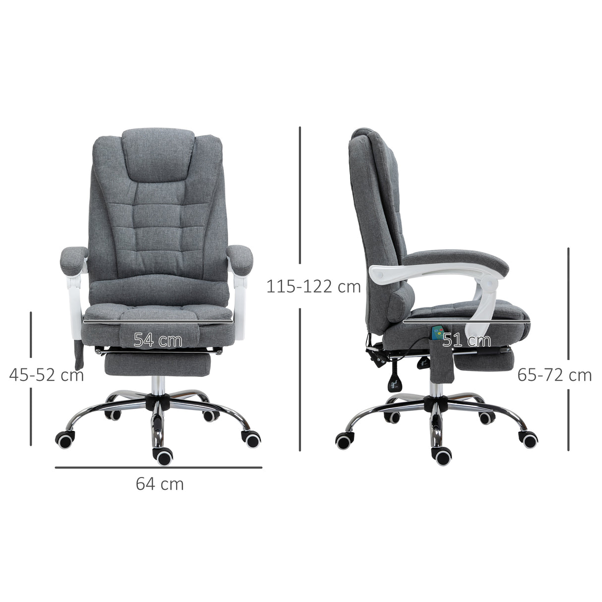 Linen Fabric Home And Office Chair 65cm Wide With Footrest - Velmora