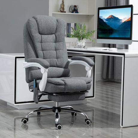 Linen Fabric Home And Office Chair 65cm Wide With Footrest - Velmora