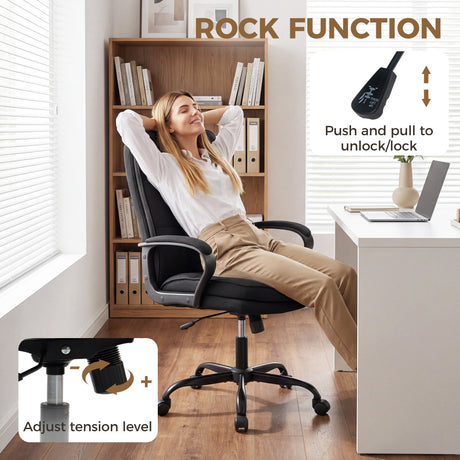 Linen Fabric Home And Office Chair 66cm Wide Double Padded - Velmora