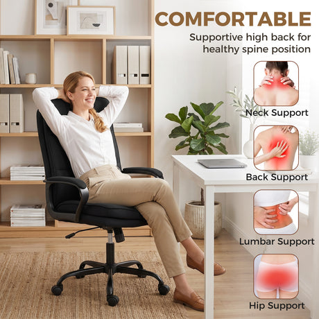 Linen Fabric Home And Office Chair 66cm Wide Double Padded - Velmora