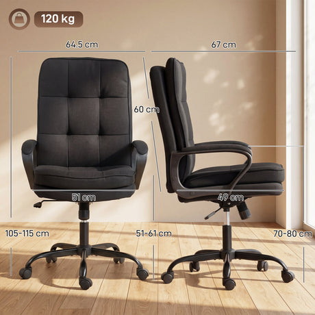 Linen Fabric Home And Office Chair 66cm Wide Double Padded - Velmora