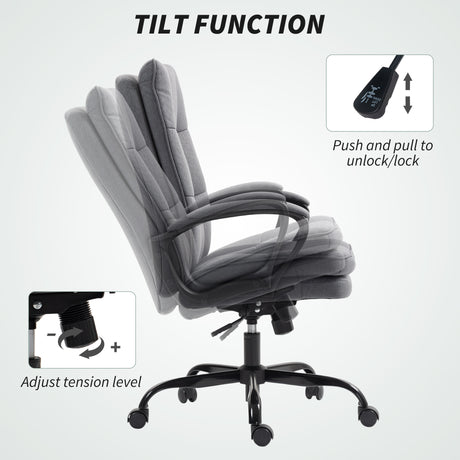 Linen Fabric Home And Office Chair 66cm Wide Double Padded - Velmora