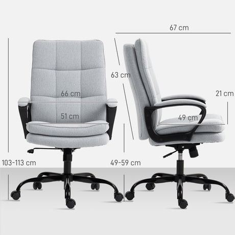 Linen Fabric Home And Office Chair 66cm Wide Double Padded - Velmora