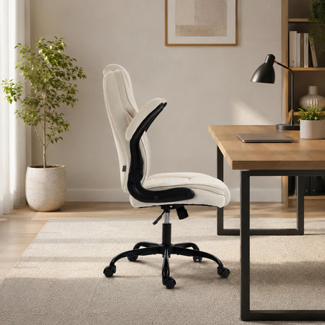 Linen Fabric Home And Office Chair 66cm Wide - Velmora
