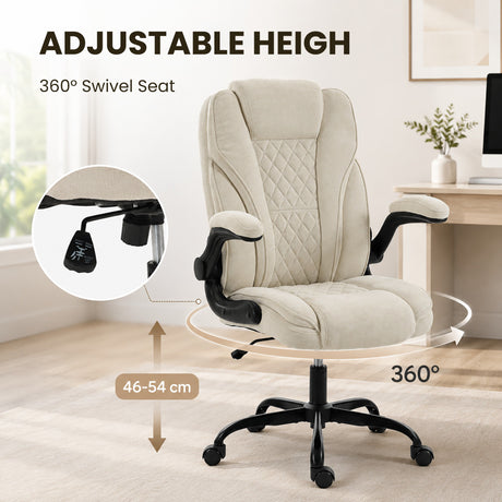 Linen Fabric Home And Office Chair 66cm Wide - Velmora