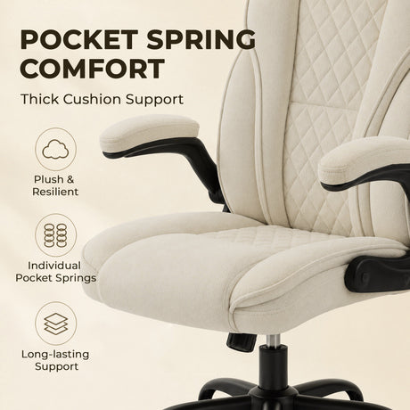 Linen Fabric Home And Office Chair 66cm Wide - Velmora