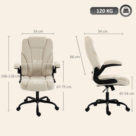 Linen Fabric Home And Office Chair 66cm Wide - Velmora