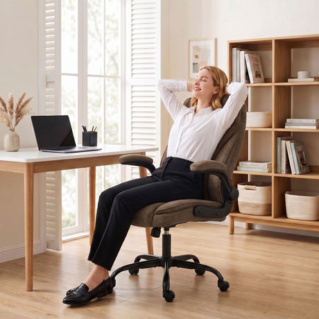 Linen Fabric Home And Office Chair 66cm Wide - Velmora