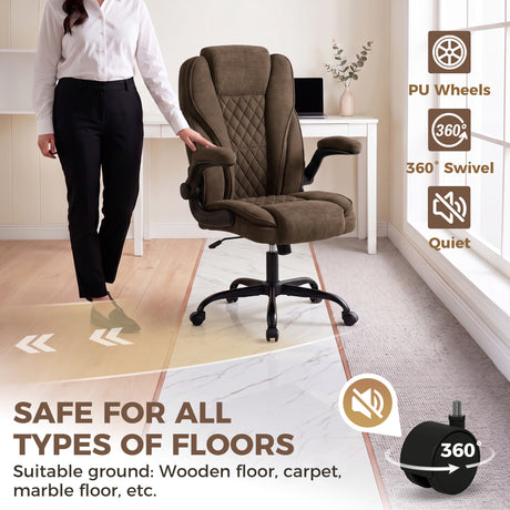 Linen Fabric Home And Office Chair 66cm Wide - Velmora
