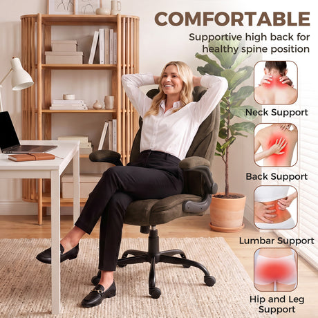 Linen Fabric Home And Office Chair 66cm Wide - Velmora