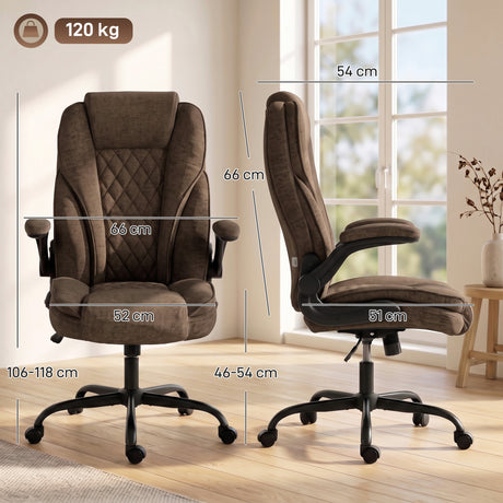 Linen Fabric Home And Office Chair 66cm Wide - Velmora
