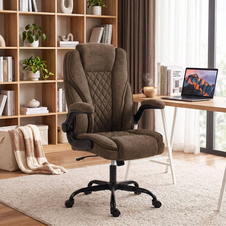 Linen Fabric Home And Office Chair 66cm Wide - Velmora
