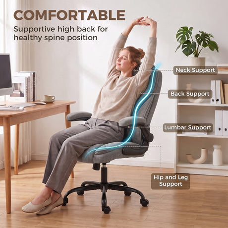 Linen Fabric Home And Office Chair 66cm Wide - Velmora