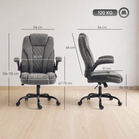 Linen Fabric Home And Office Chair 66cm Wide - Velmora