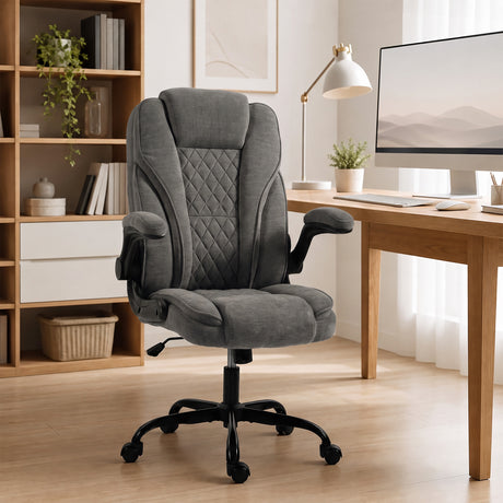 Linen Fabric Home And Office Chair 66cm Wide - Velmora