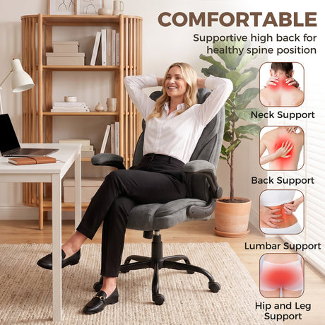 Linen Fabric Home And Office Chair 66cm Wide - Velmora